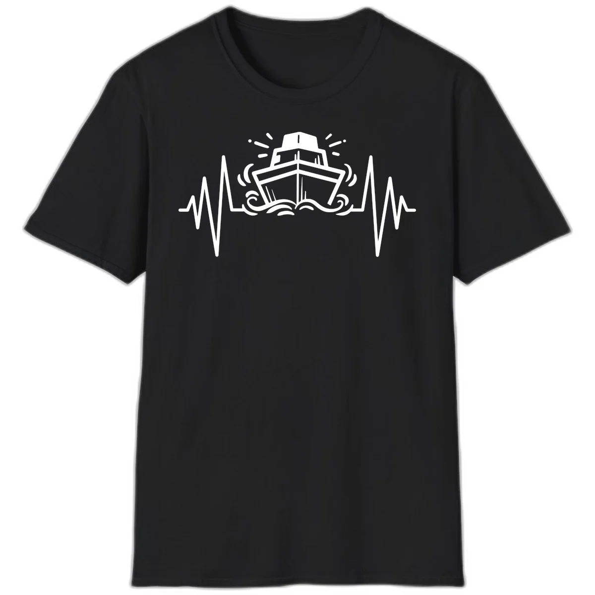 Cruise Ship Heartbeat Nautical Vacation T-Shirt in Black