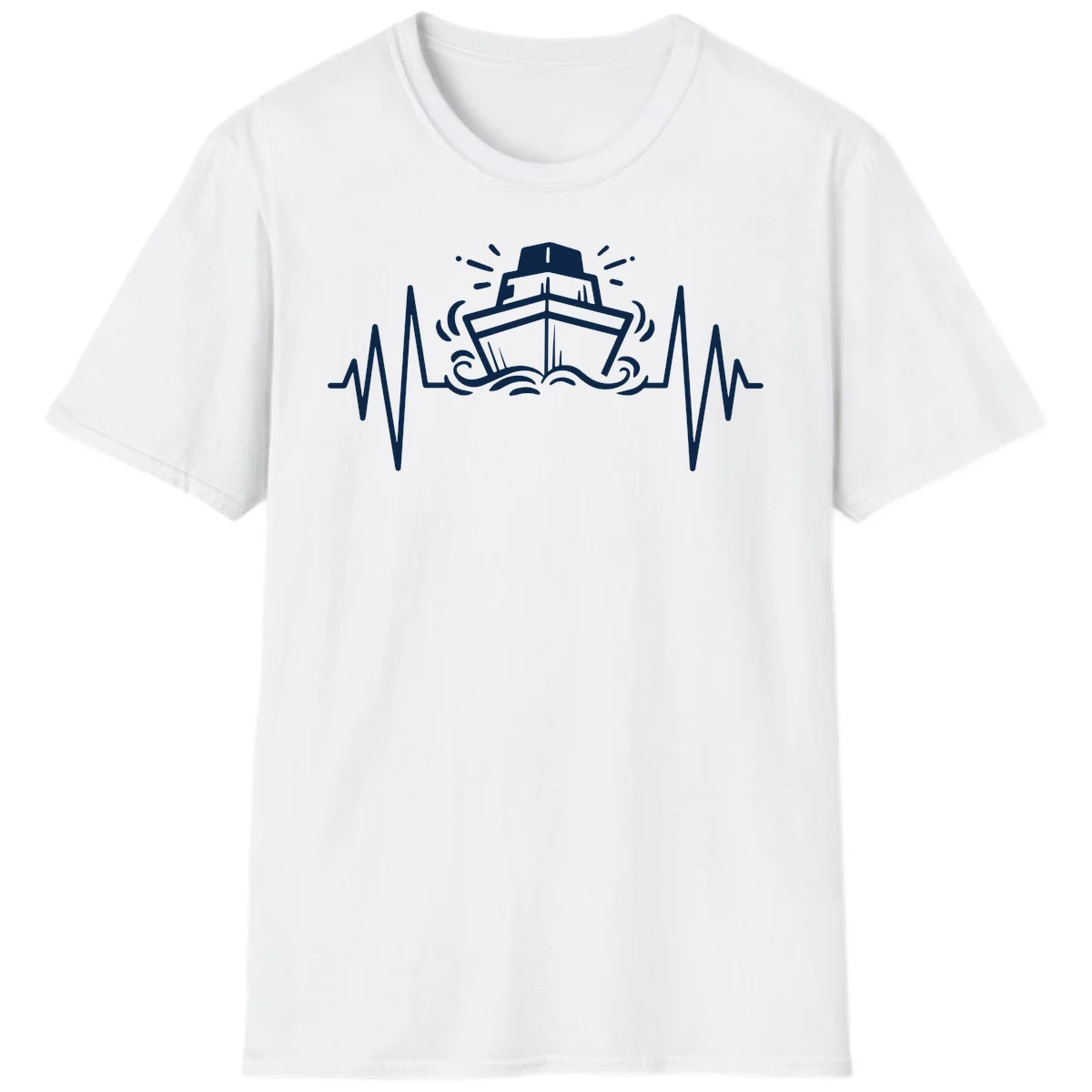 Cruise Ship Heartbeat Nautical Vacation T-Shirt in White
