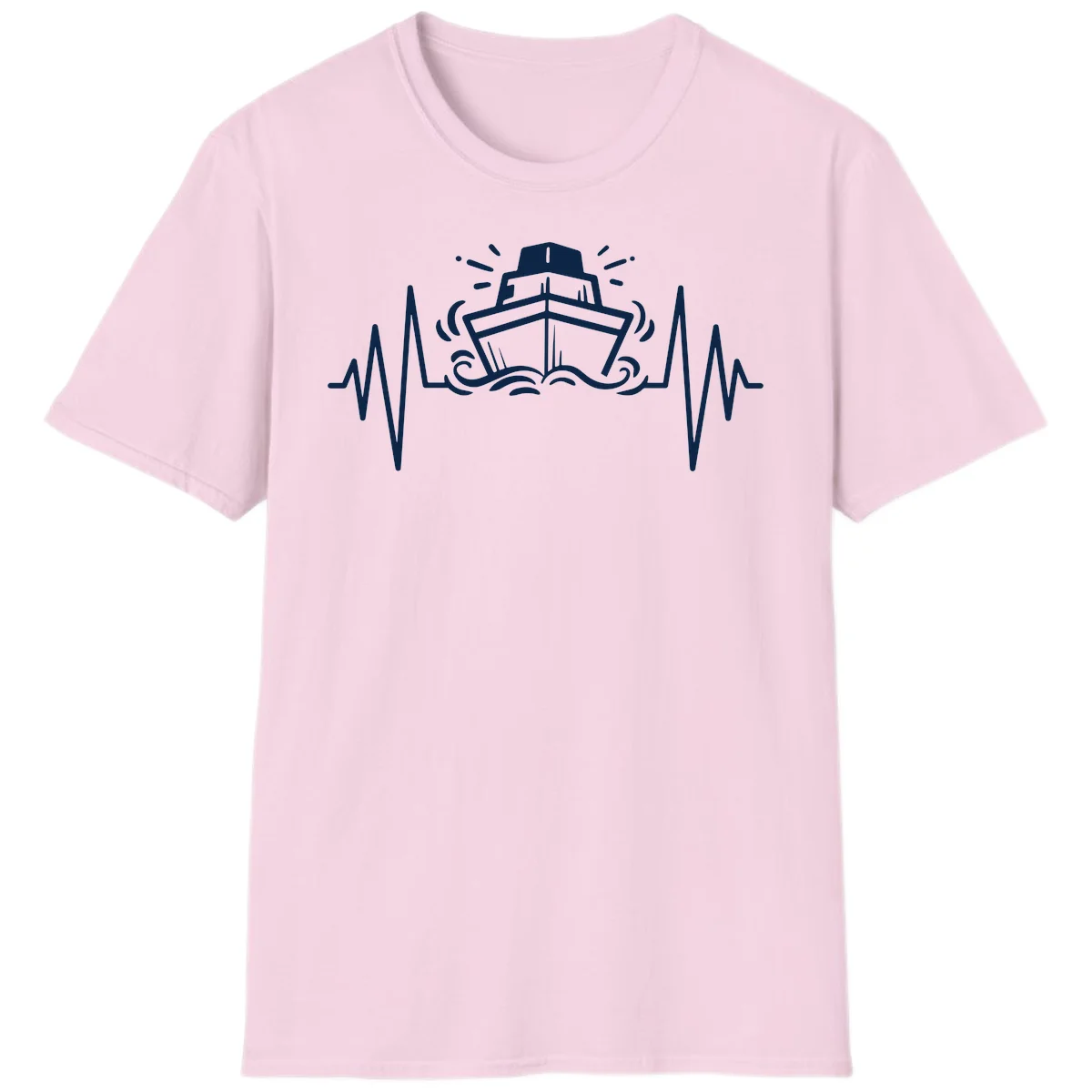 Cruise Ship Heartbeat Nautical Vacation T-Shirt in Light Pink