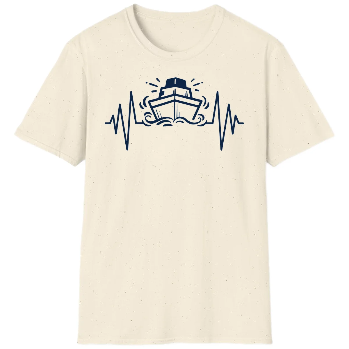 Cruise Ship Heartbeat Nautical Vacation T-Shirt in Natural