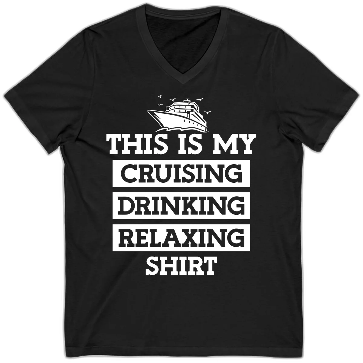 My Cruising Drinking Relaxing V-Neck in Black