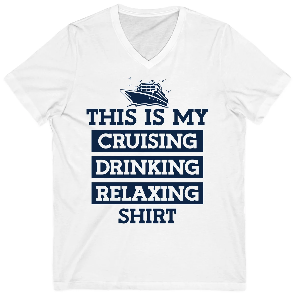 My Cruising Drinking Relaxing V-Neck in White