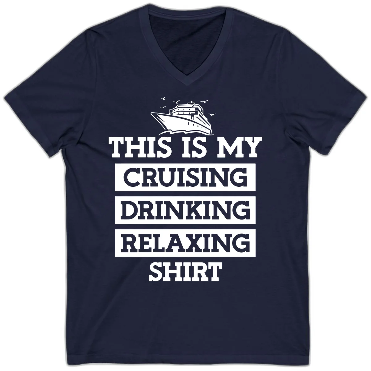 My Cruising Drinking Relaxing V-Neck in Navy