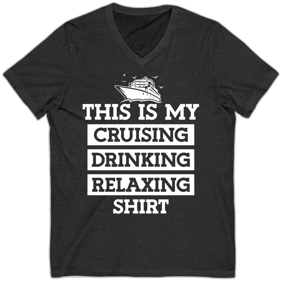 My Cruising Drinking Relaxing V-Neck in Dark Grey Heather