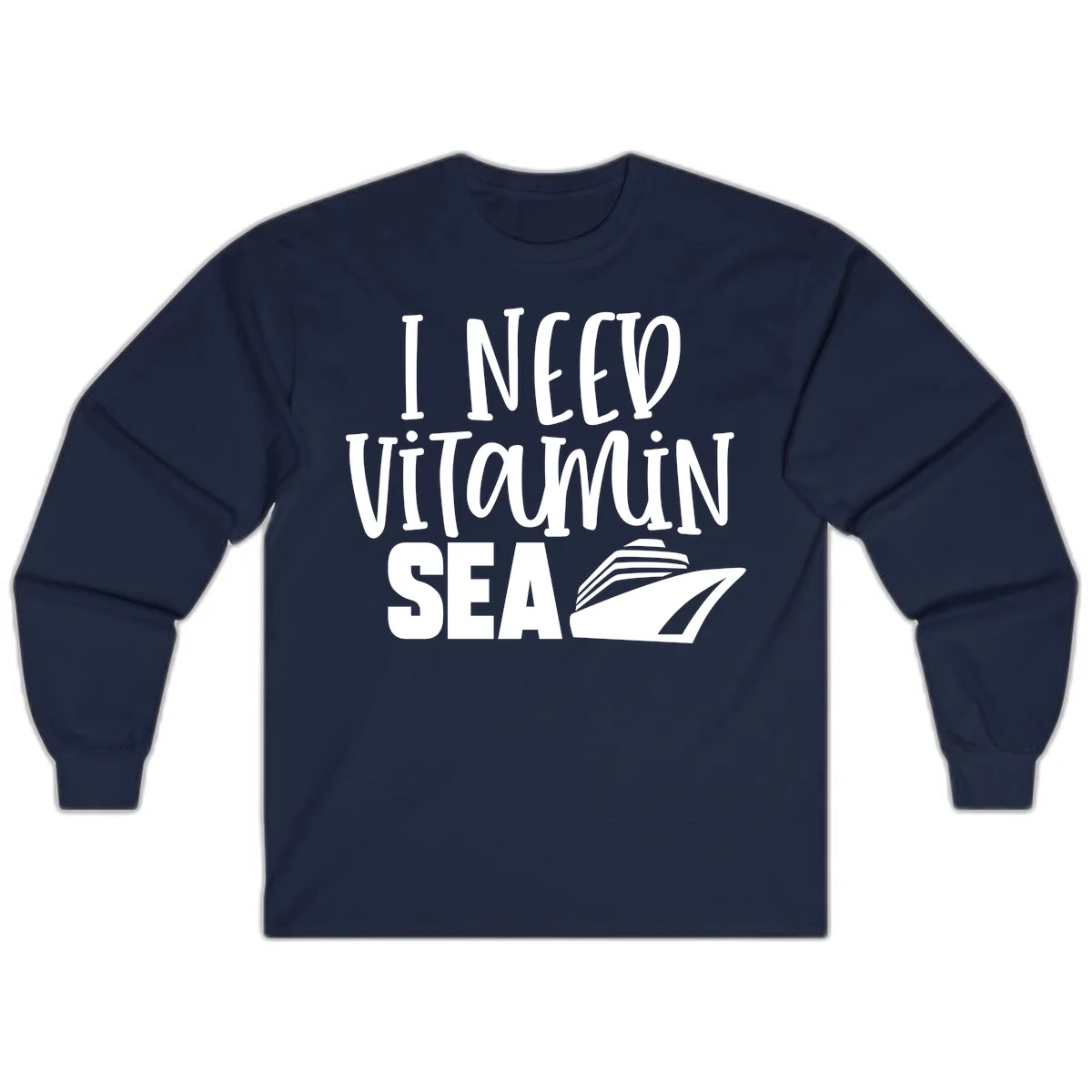 I Need Vitamin Sea Long Sleeve Tee in Navy