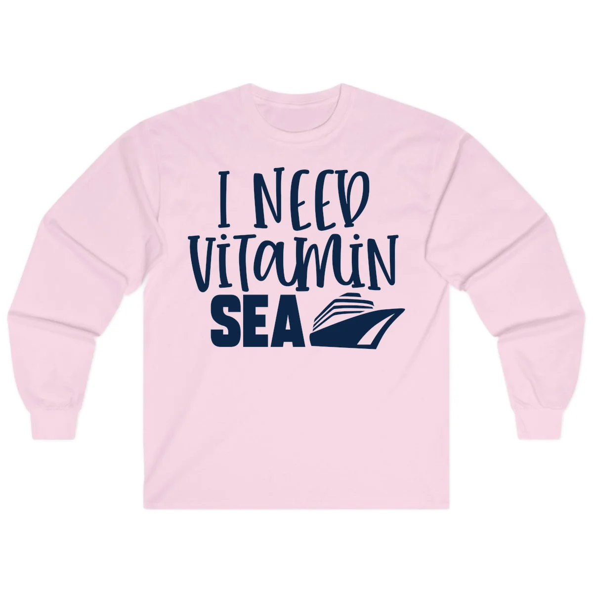 I Need Vitamin Sea Long Sleeve Tee in Light Pink