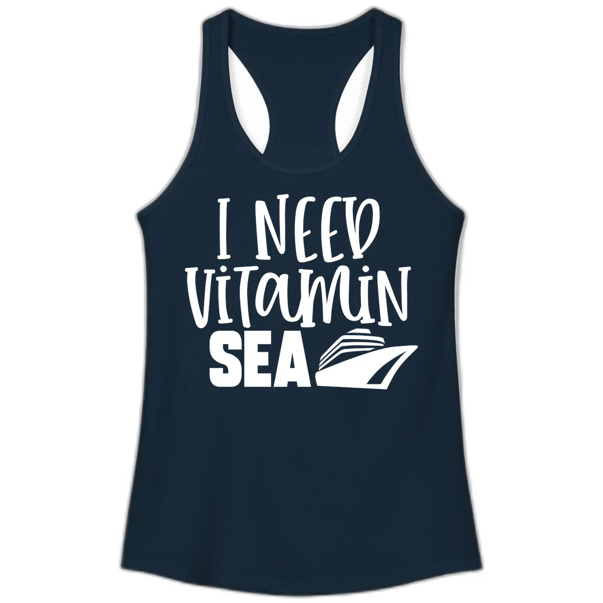 I Need Vitamin Sea Ladies Tank in Solid Midnight Navy