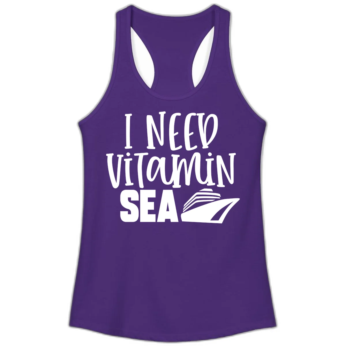 I Need Vitamin Sea Ladies Tank in Solid Purple Rush