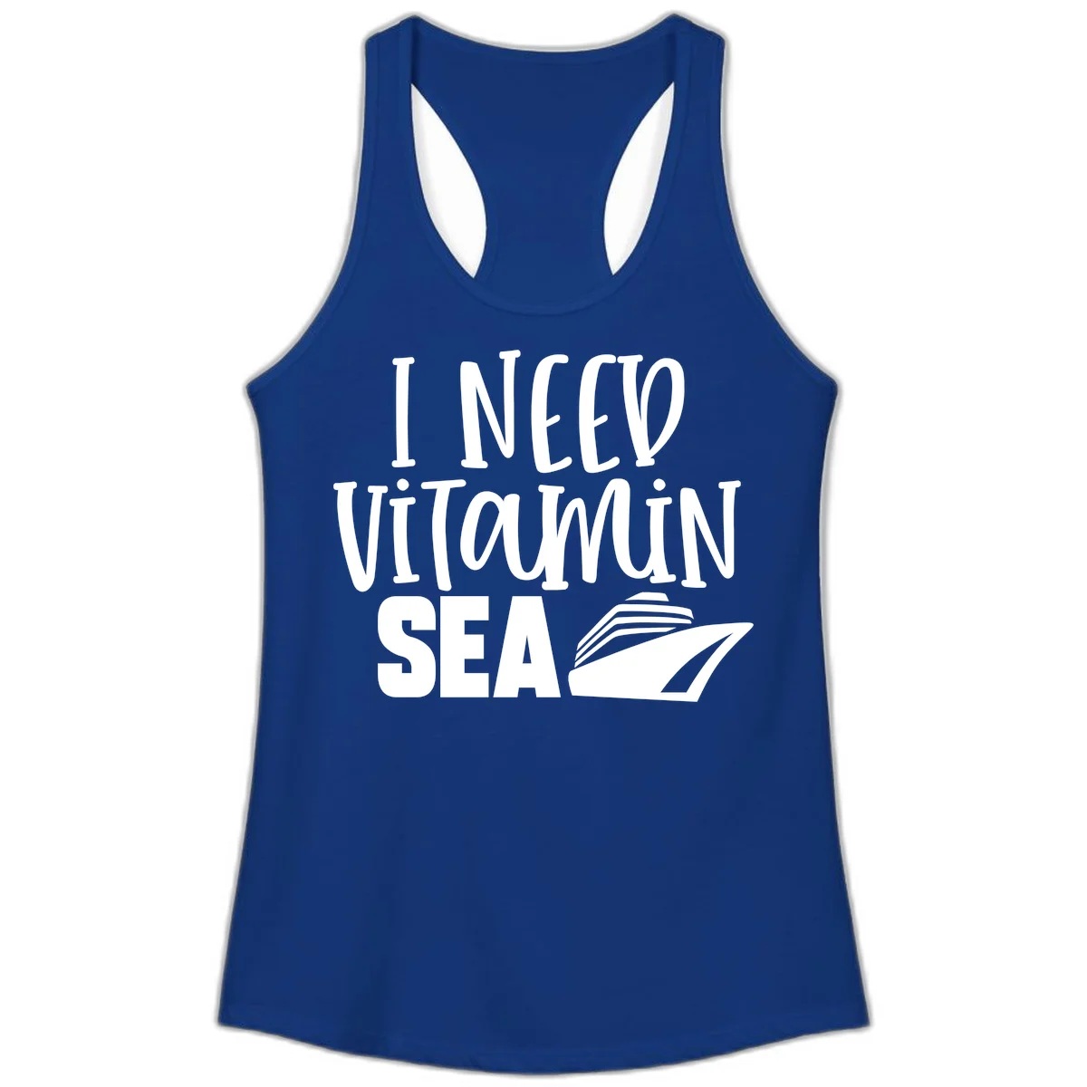I Need Vitamin Sea Ladies Tank in Solid Royal