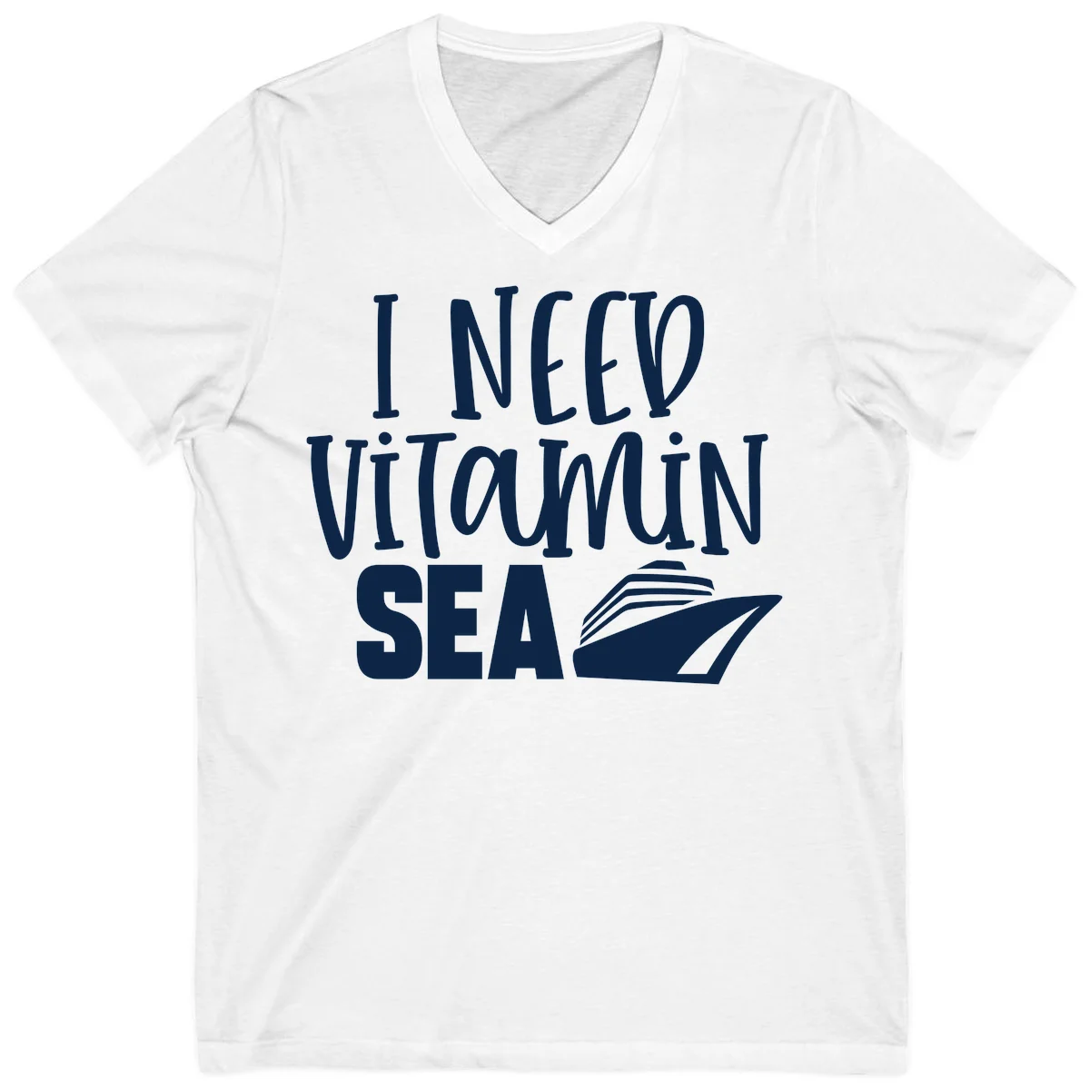 I Need Vitamin Sea V-Neck Tee in White