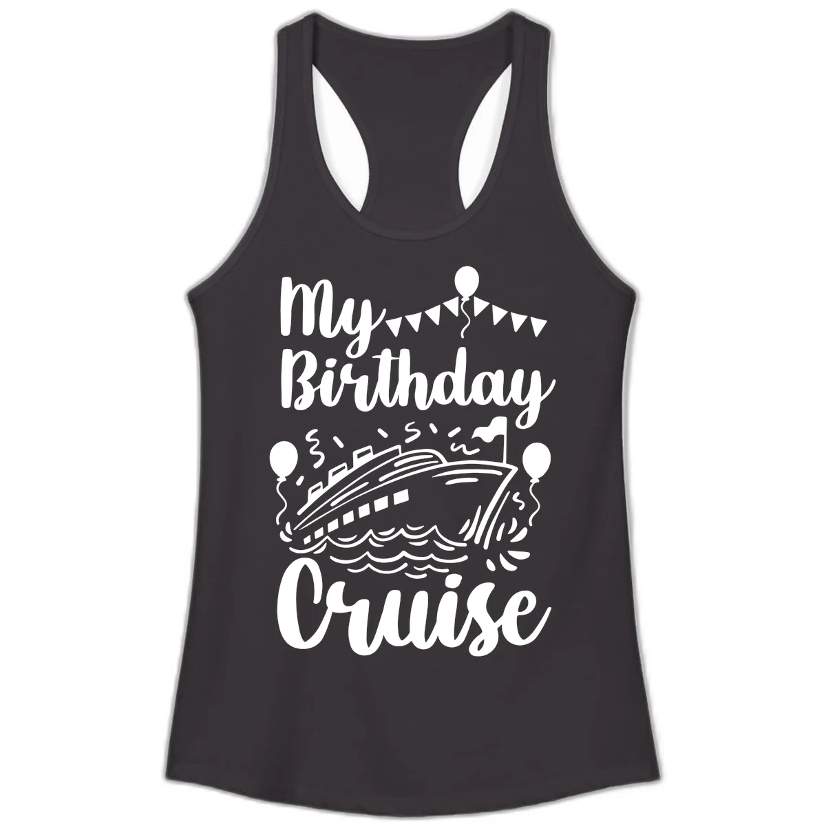 My Birthday Cruise Ladies Tank in Black