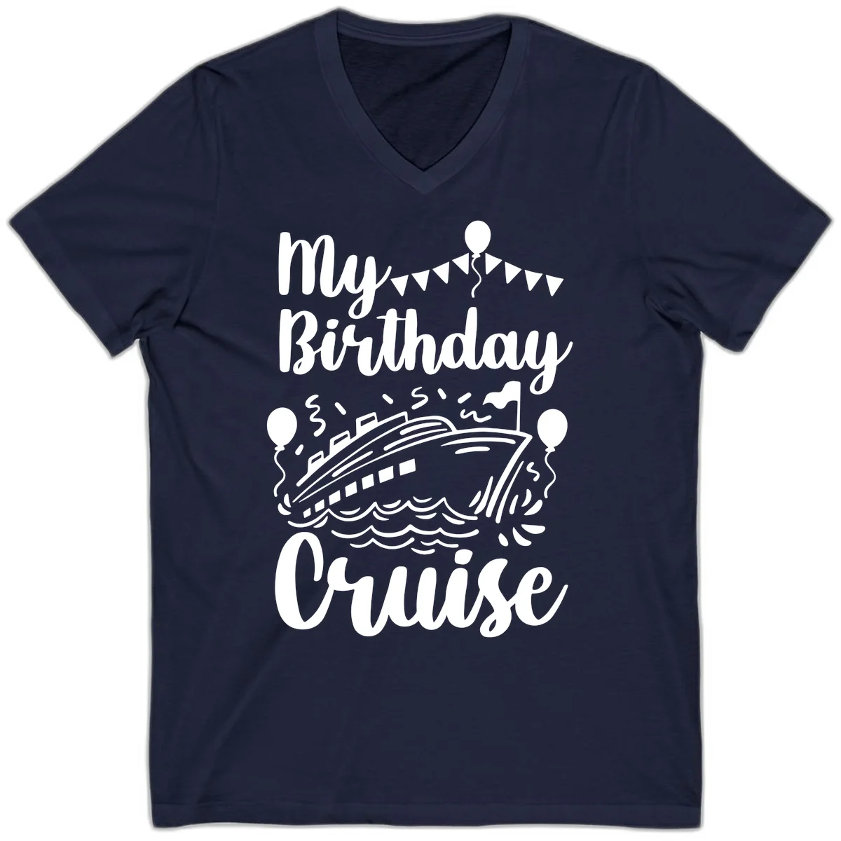 My Birthday Cruise V-Neck in Navy