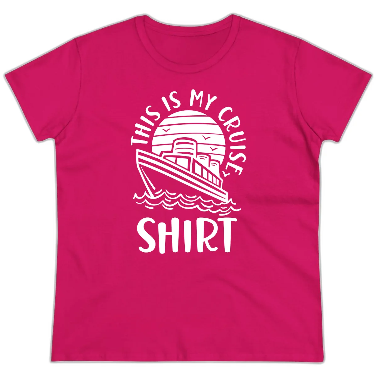 This Is My Cruise Ship Ladies Tee in Heliconia