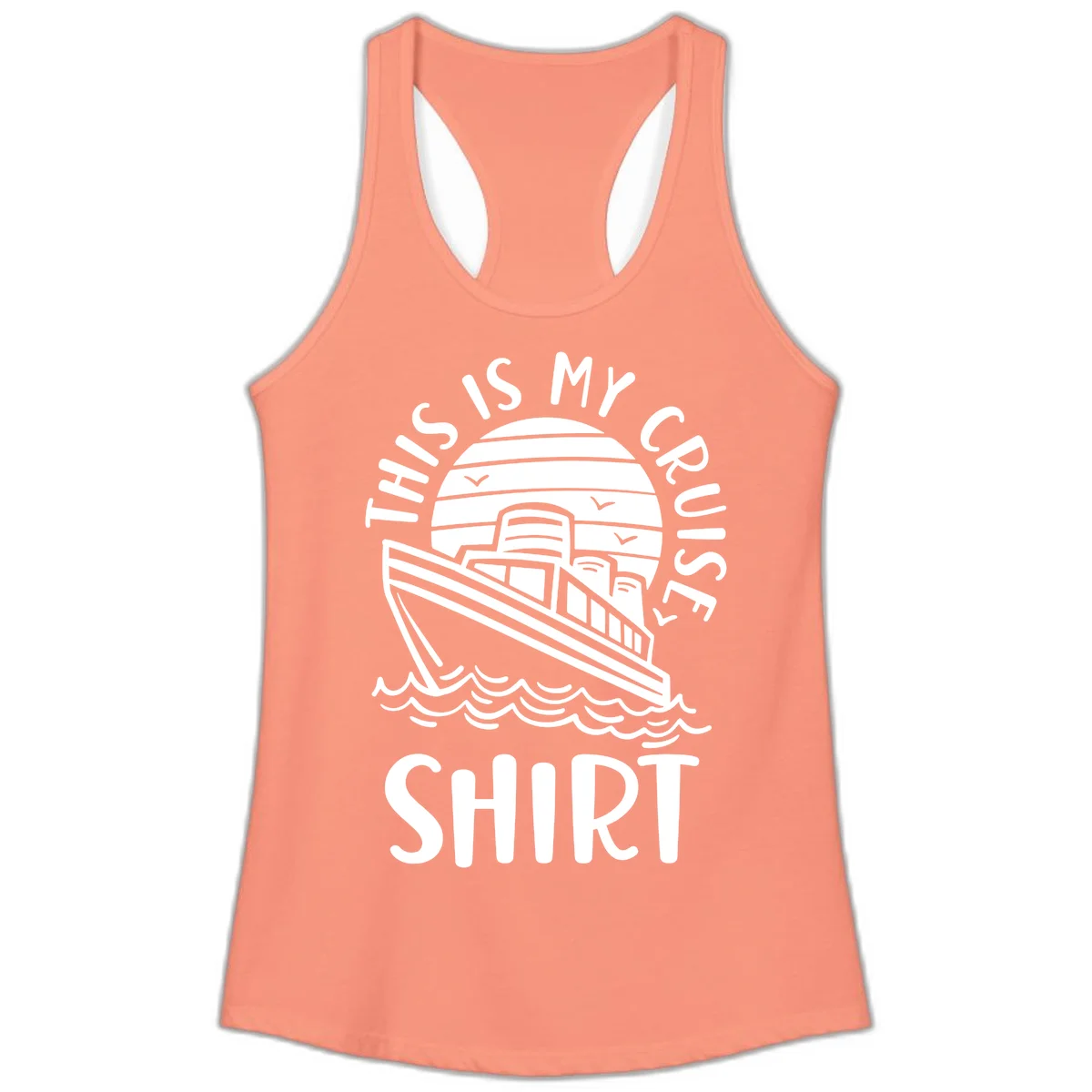 This Is My Cruise Ship Ladies Tank in Solid Light Orange