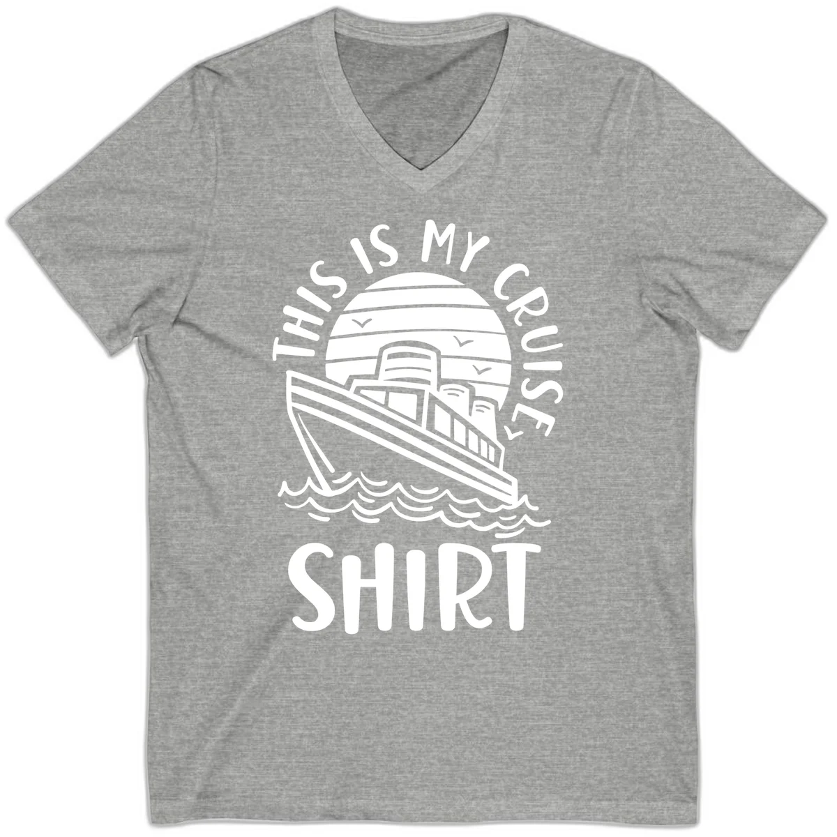 This Is My Cruise Ship V-Neck in Athletic Heather