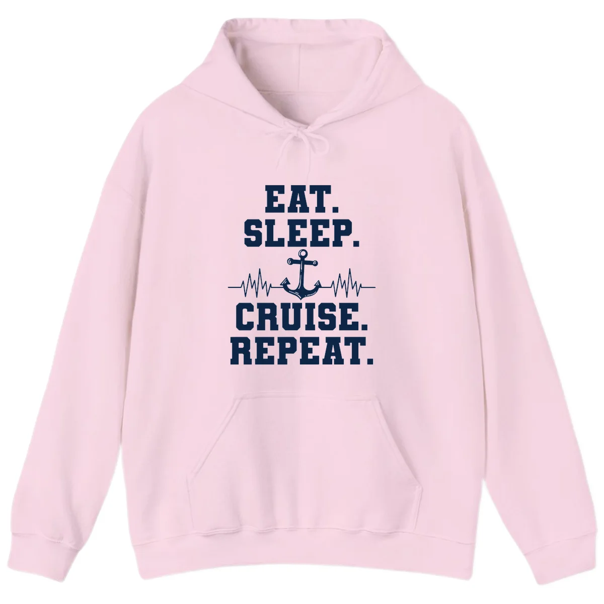 Eat Sleep Cruise Repeat Hoodie in Light Pink