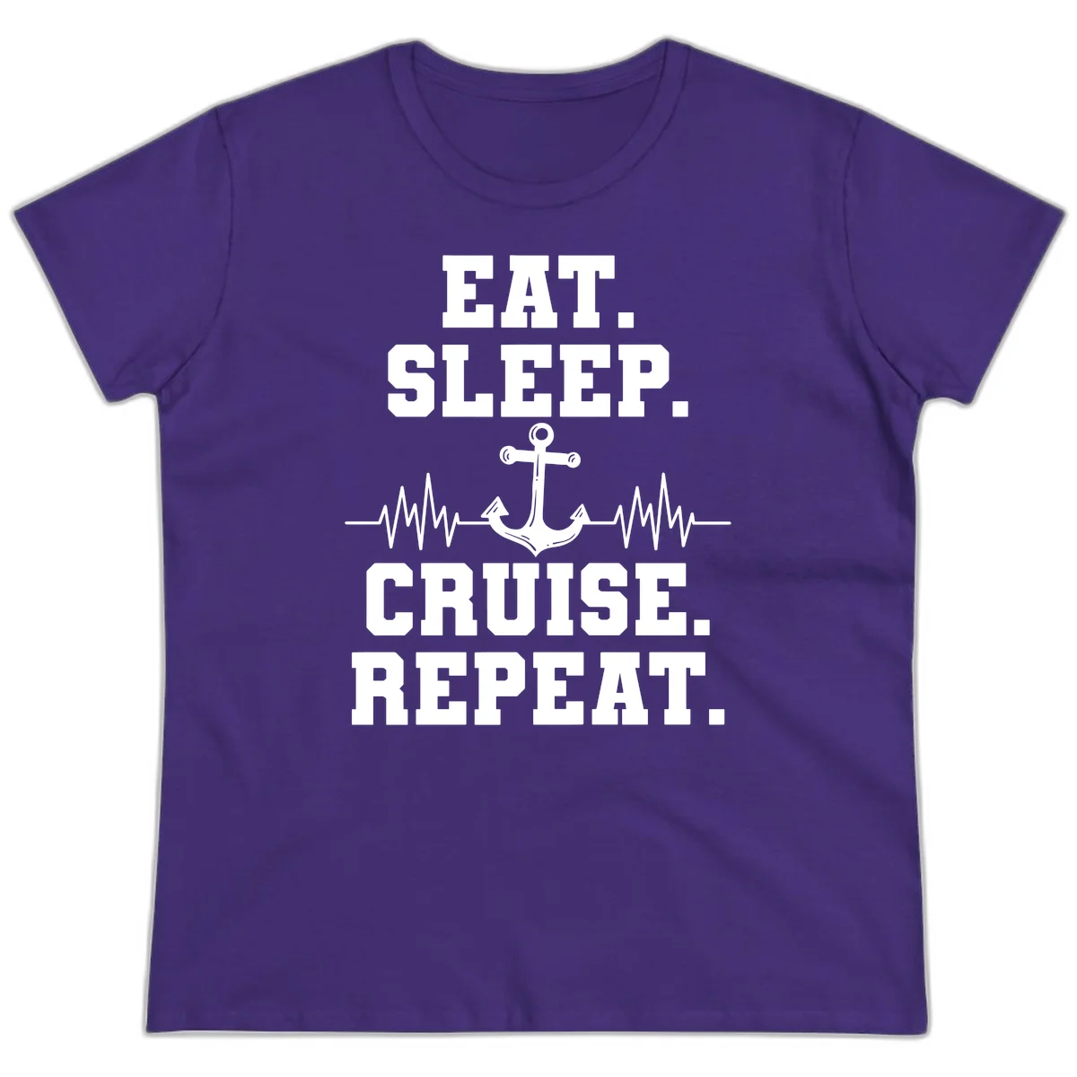 Eat Sleep Cruise Repeat Ladies Tee in Purple