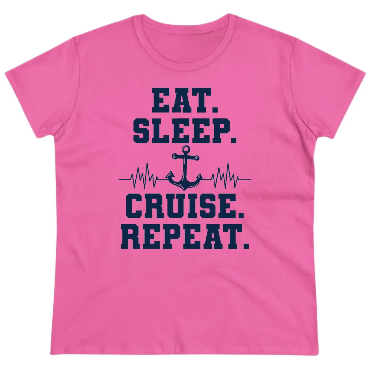 Eat Sleep Cruise Repeat Ladies Tee in Azalea