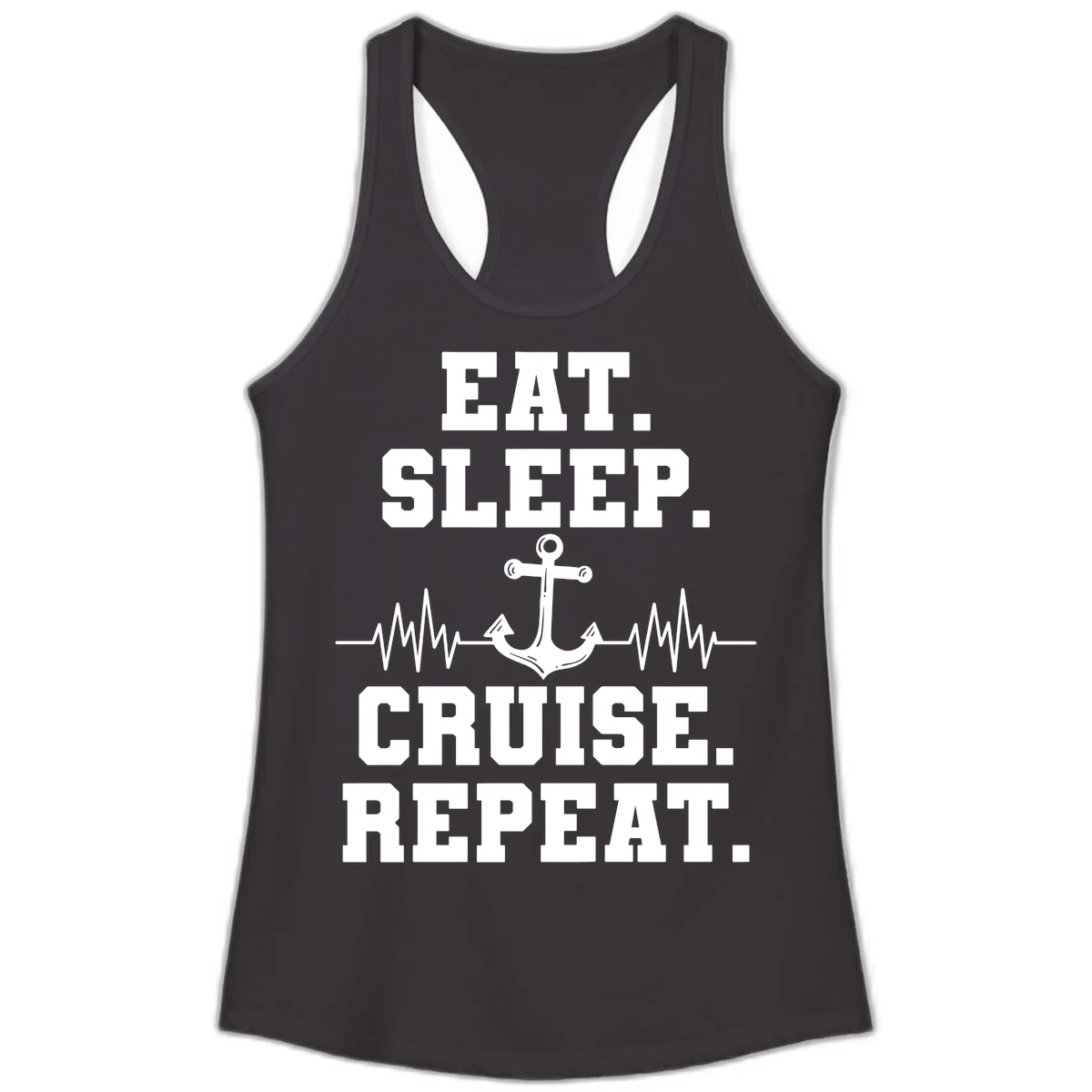 Eat Sleep Cruise Repeat Ladies Tank in Black