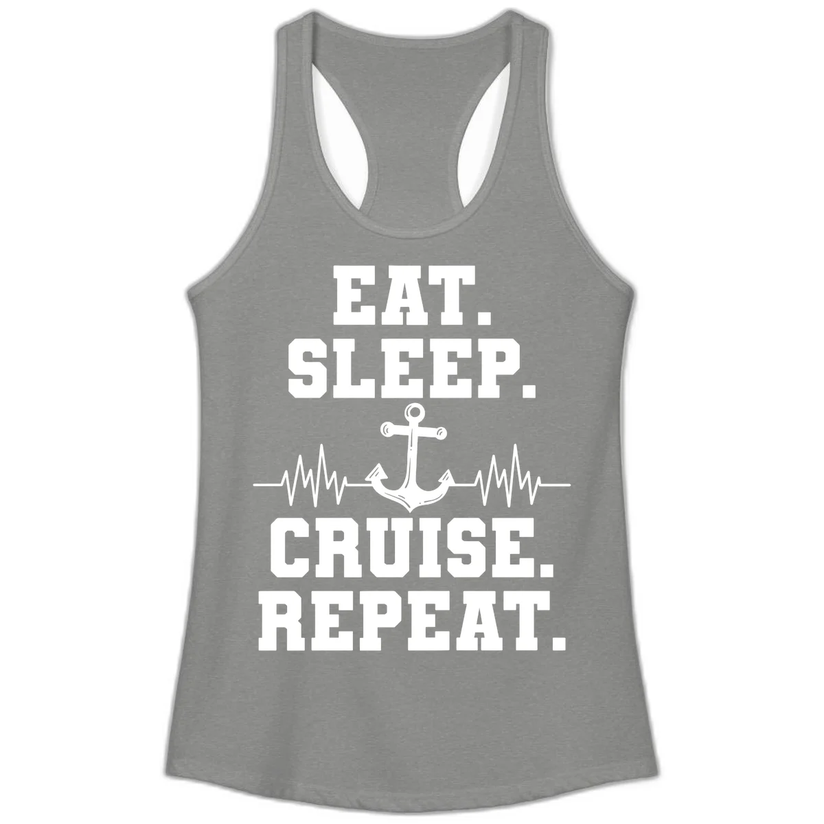 Eat Sleep Cruise Repeat Ladies Tank in Heather Grey