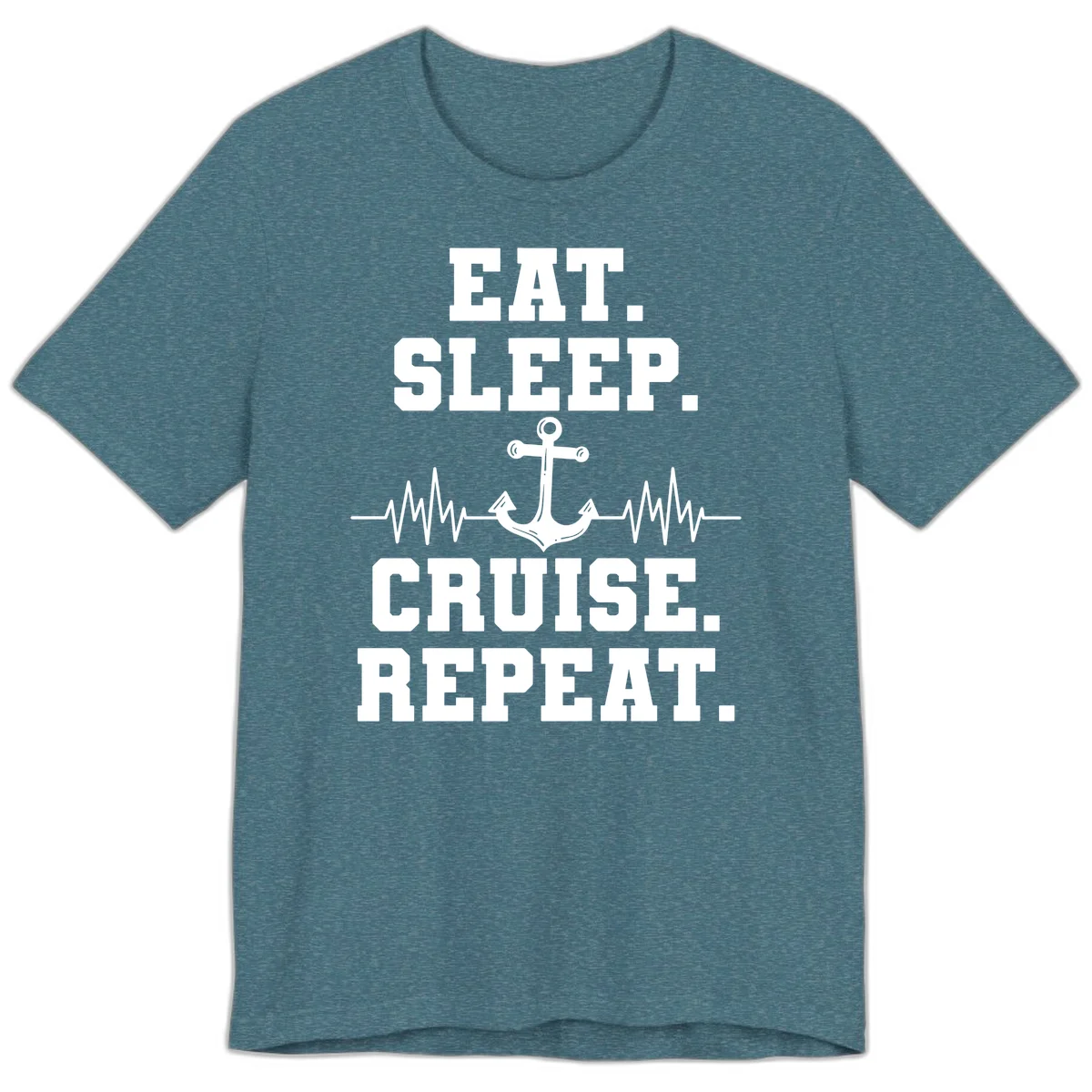 Eat Sleep Cruise Repeat Premium T-Shirt in Heather Deep Teal
