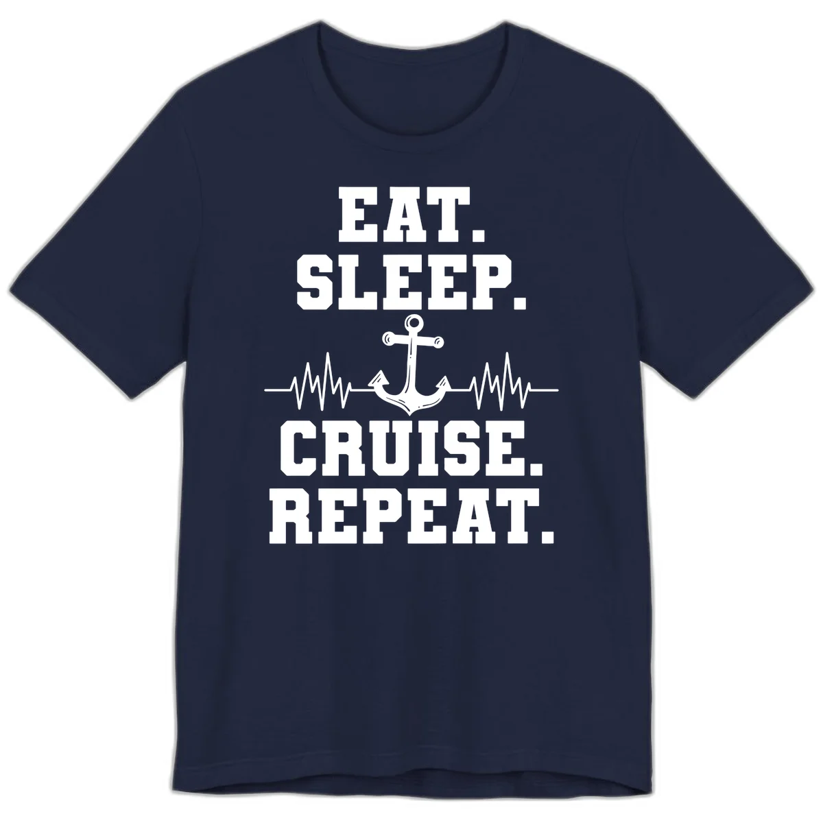 Eat Sleep Cruise Repeat Premium T-Shirt in Navy
