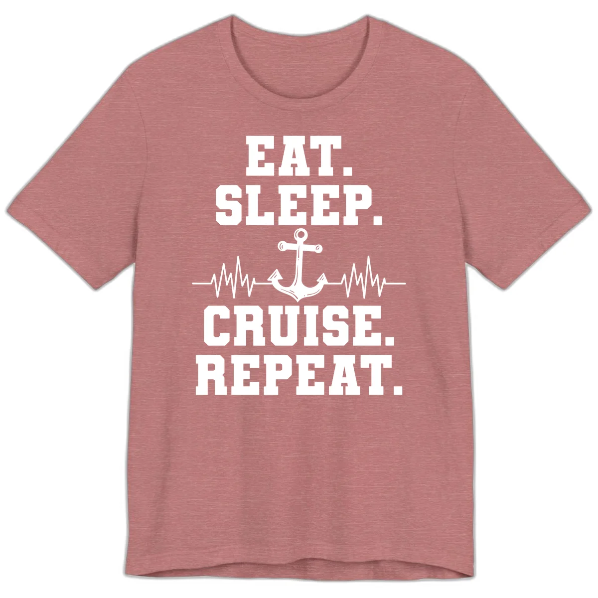 Eat Sleep Cruise Repeat Premium T-Shirt in Heather Mauve
