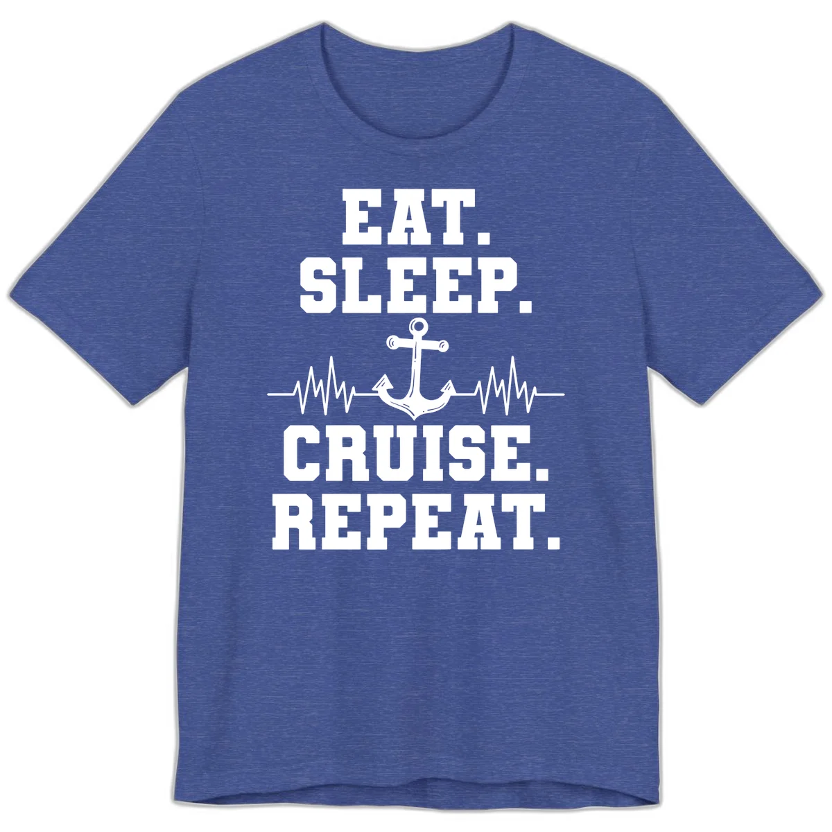 Eat Sleep Cruise Repeat Premium T-Shirt in Heather True Royal
