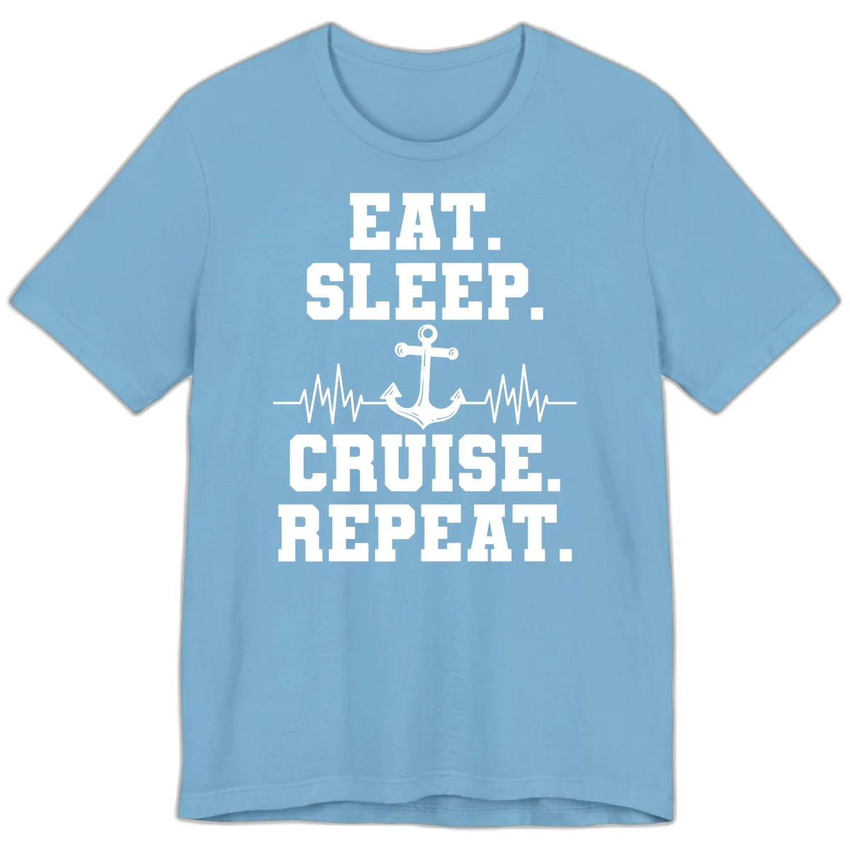 Eat Sleep Cruise Repeat Premium T-Shirt in Ocean Blue