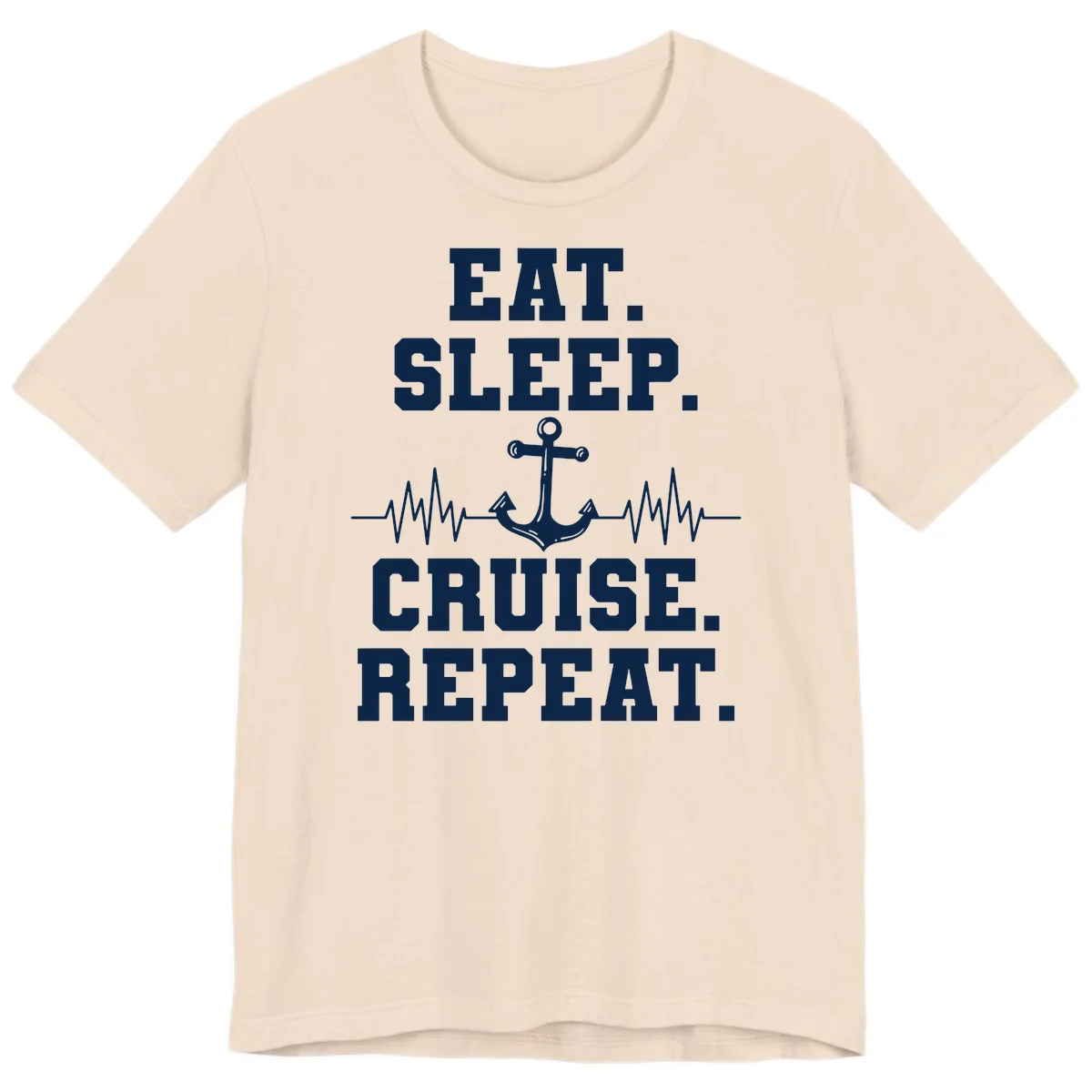 Eat Sleep Cruise Repeat Premium T-Shirt in Soft Cream