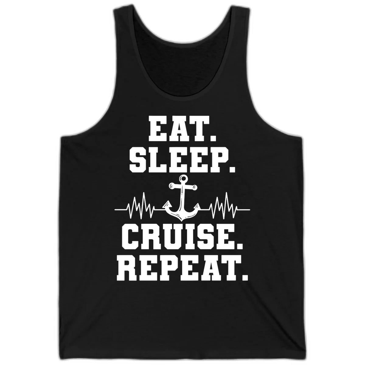Eat Sleep Cruise Repeat Tank in Black