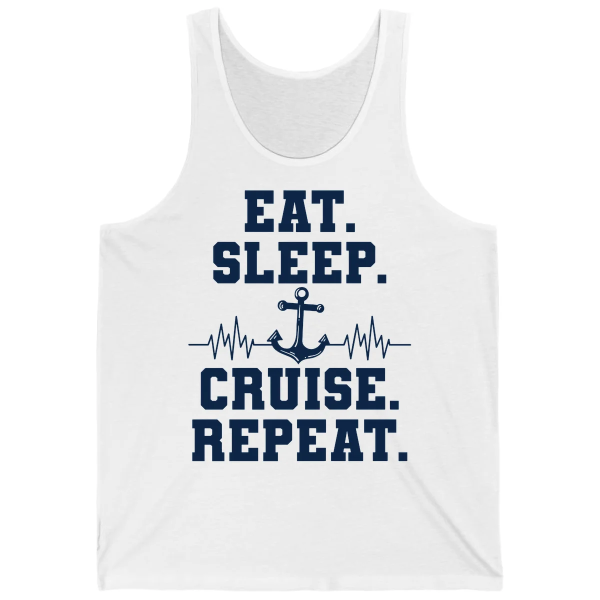 Eat Sleep Cruise Repeat Tank in White