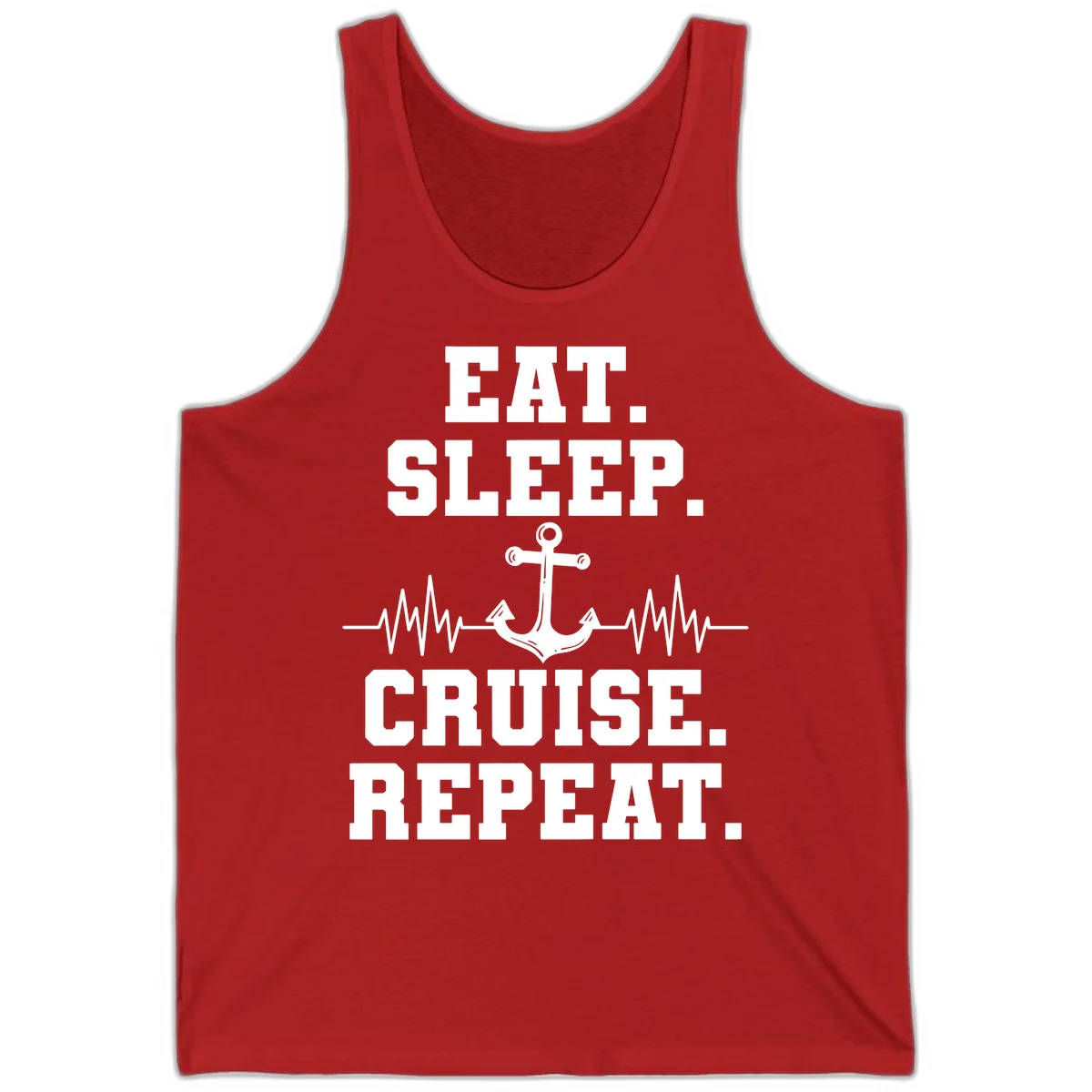 Eat Sleep Cruise Repeat Tank in Red