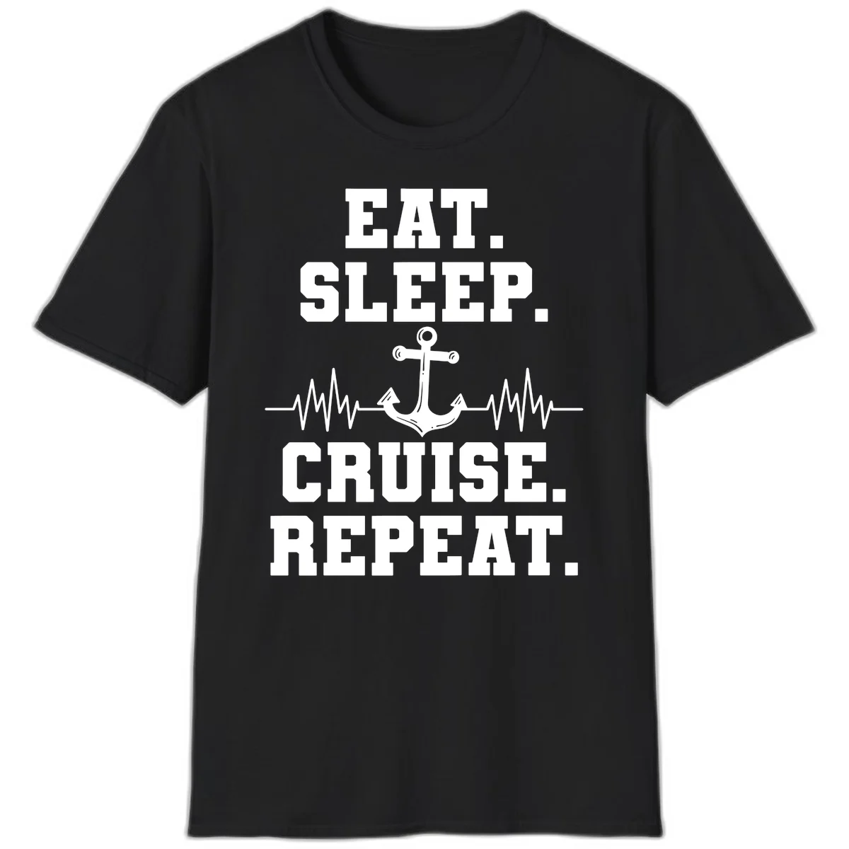 Eat Sleep Cruise Repeat T-Shirt in Black
