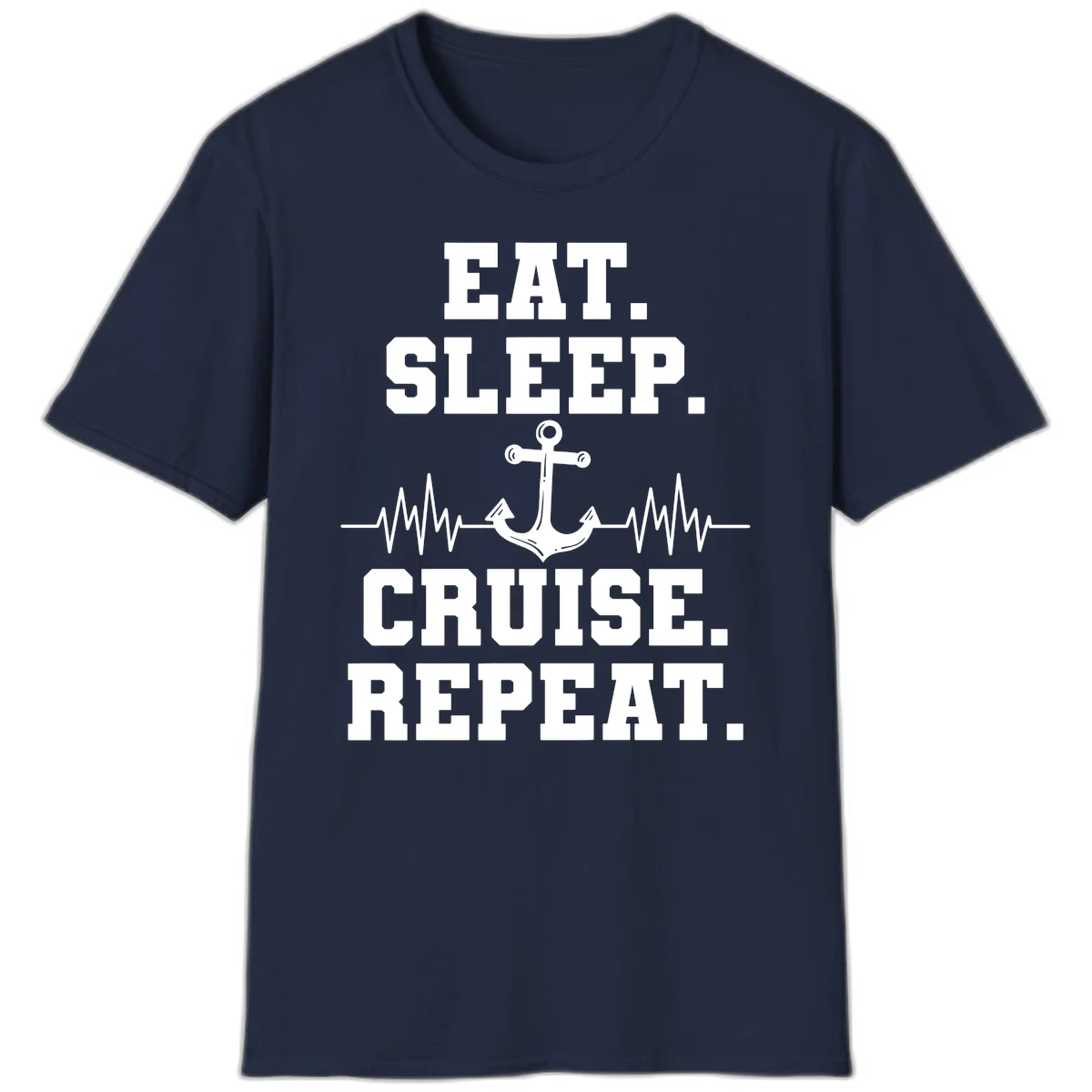 Eat Sleep Cruise Repeat T-Shirt in Navy