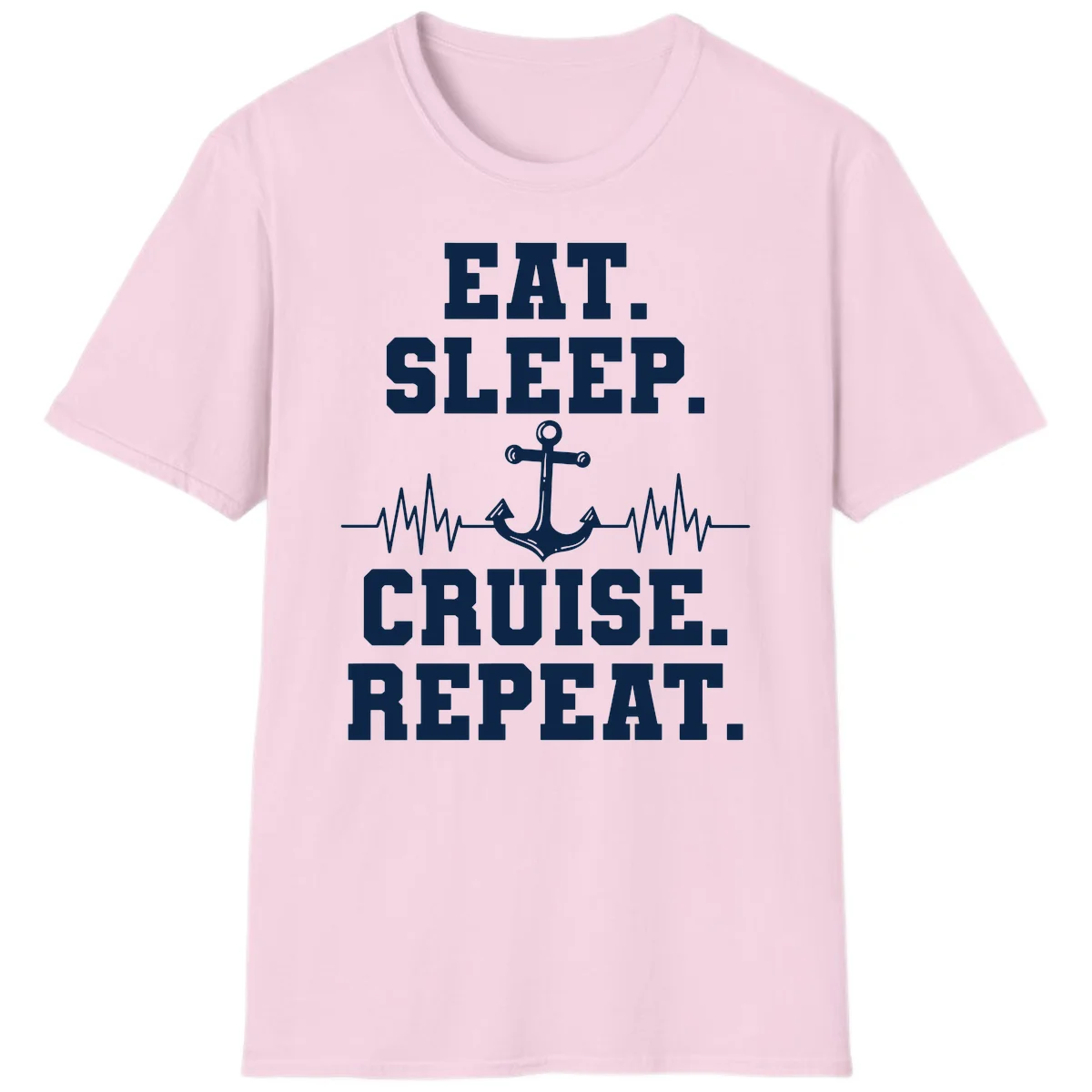Eat Sleep Cruise Repeat T-Shirt in Light Pink