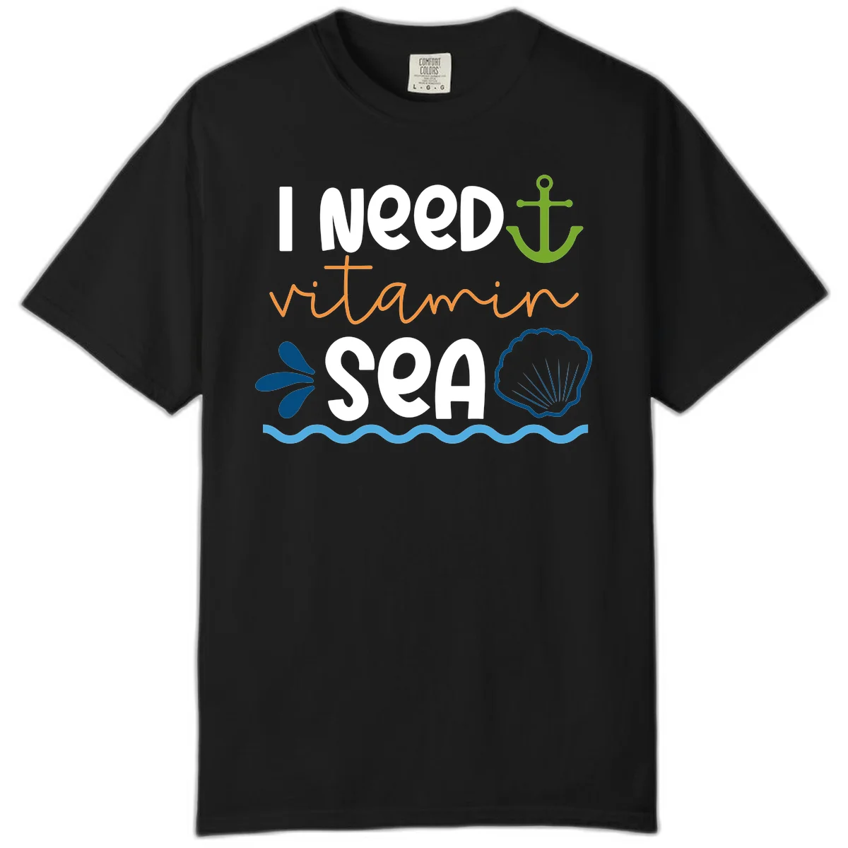 I Need Vitamin Sea Comfort Colors Cruise T-Shirt in Black