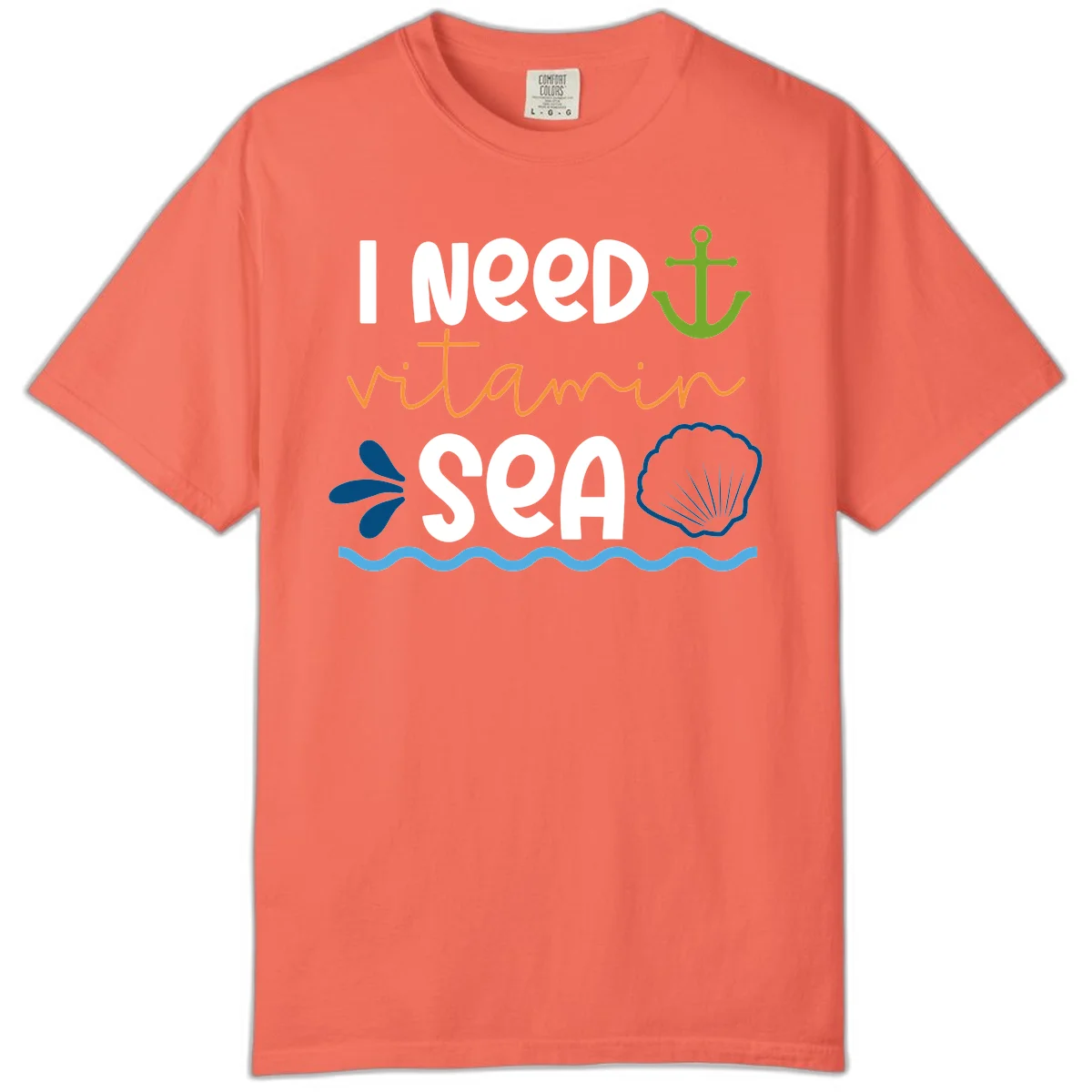 I Need Vitamin Sea Comfort Colors Cruise T-Shirt in Bright Salmon