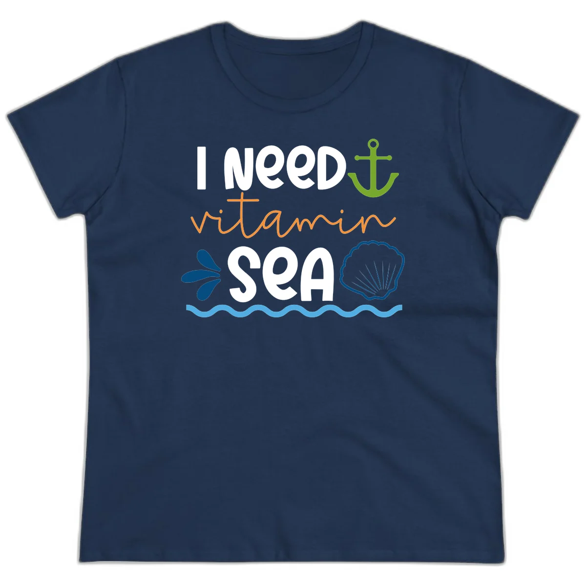I Need Vitamin Sea Ladies Cruise Vacation Tee in Navy