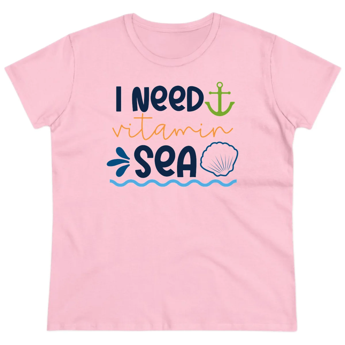 I Need Vitamin Sea Ladies Cruise Vacation Tee in Light Pink