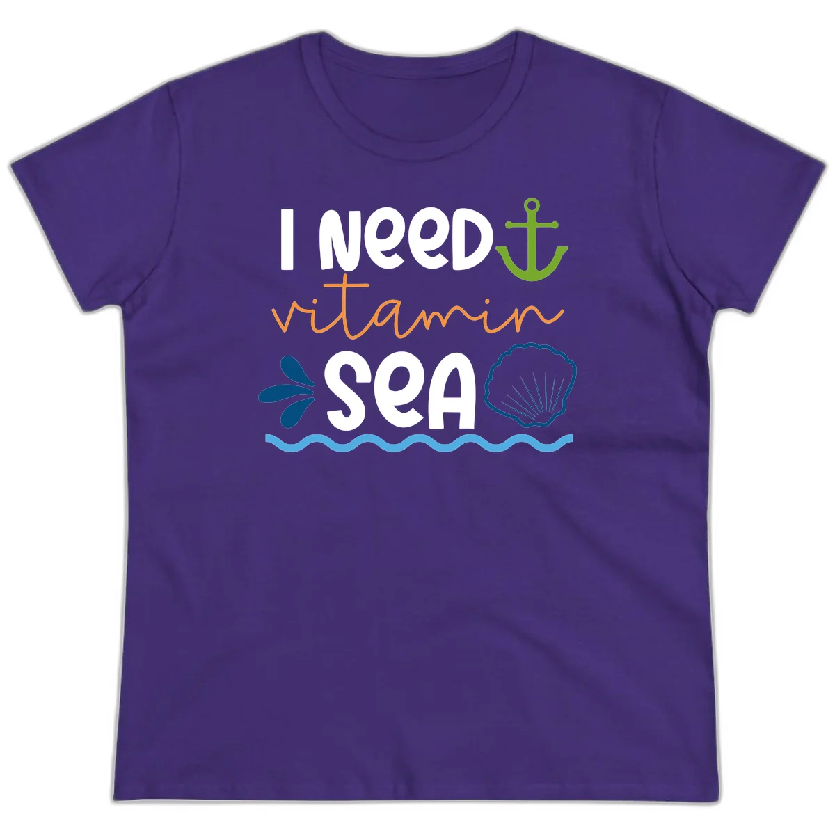 I Need Vitamin Sea Ladies Cruise Vacation Tee in Purple