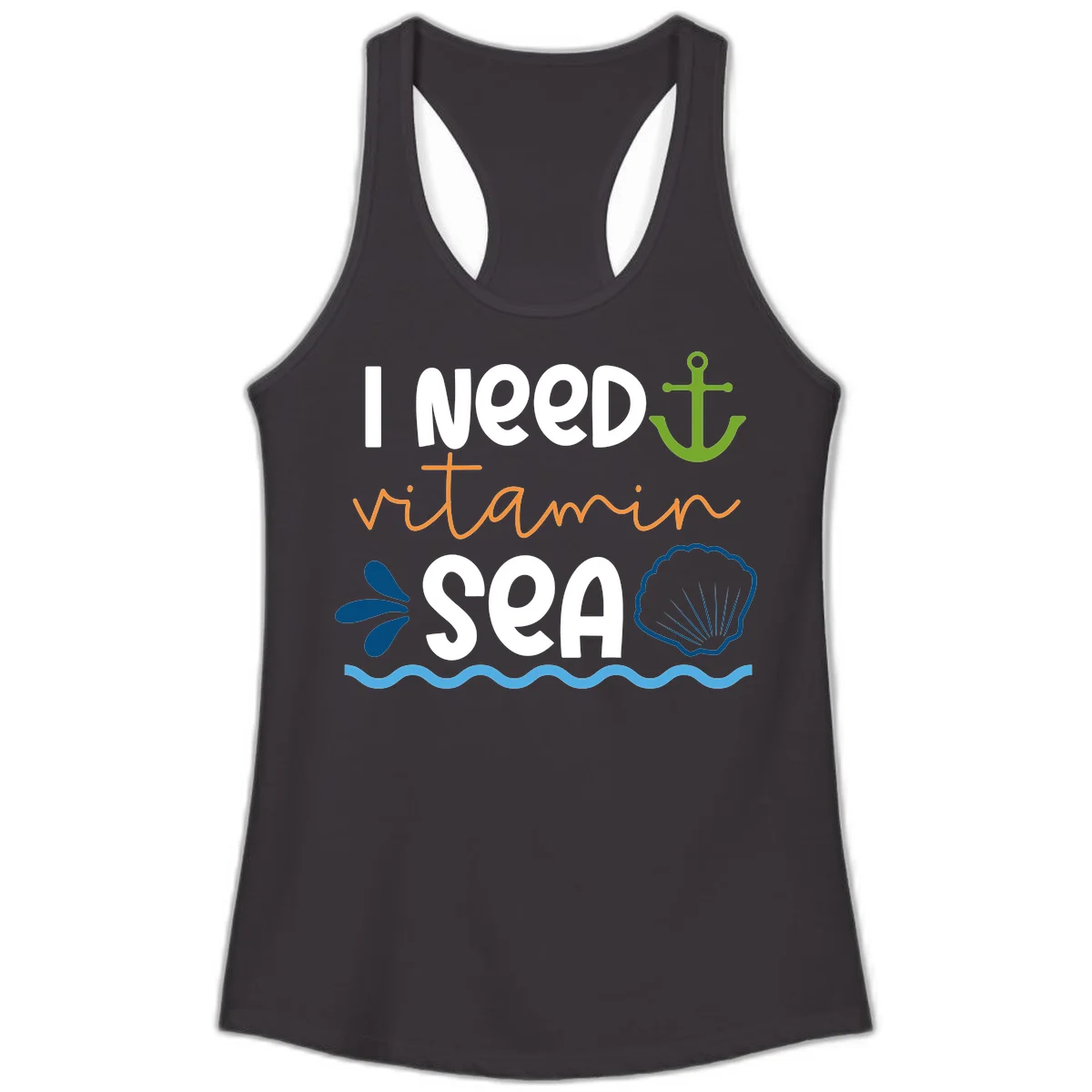 I Need Vitamin Sea Ladies Racerback Cruise Tank in Black