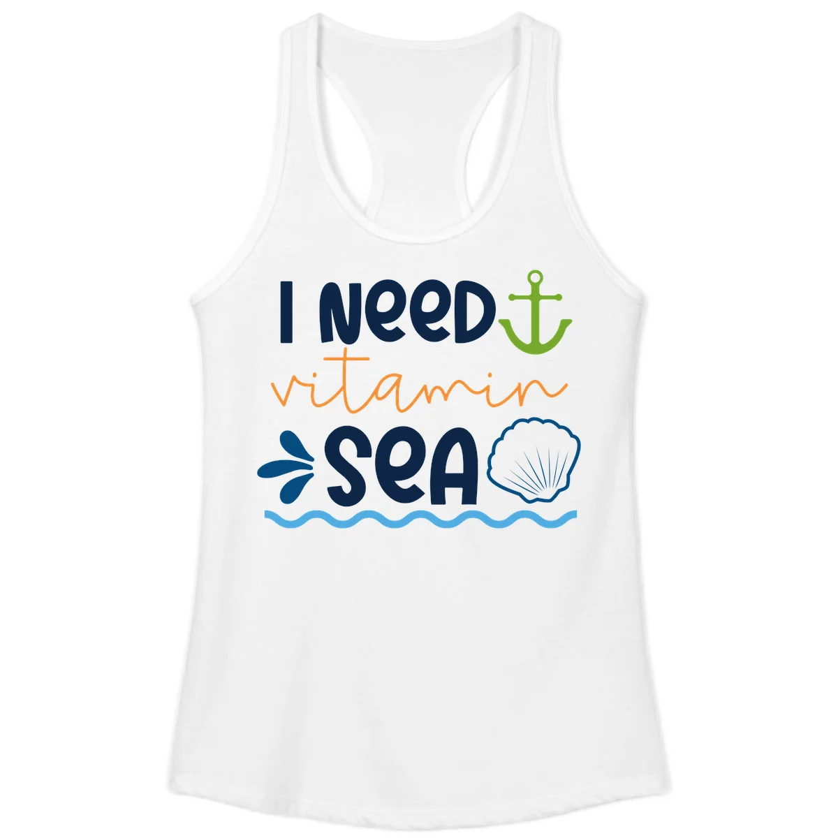 I Need Vitamin Sea Ladies Racerback Cruise Tank in White