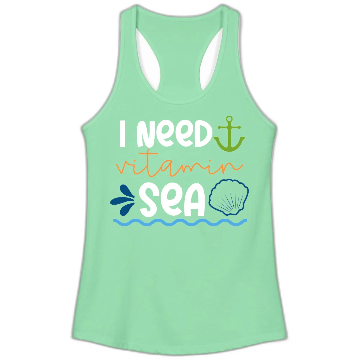 I Need Vitamin Sea Ladies Racerback Cruise Tank in Solid Mint