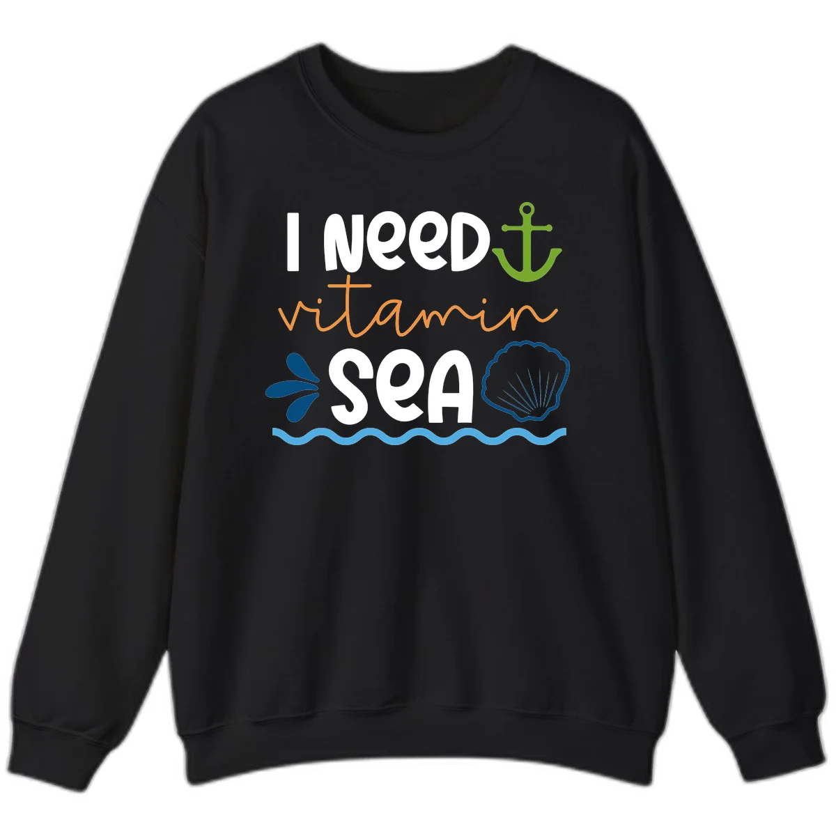 I Need Vitamin Sea Cruise Crewneck Sweatshirt in Black