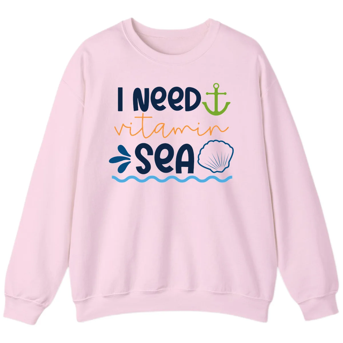 I Need Vitamin Sea Cruise Crewneck Sweatshirt in Light Pink