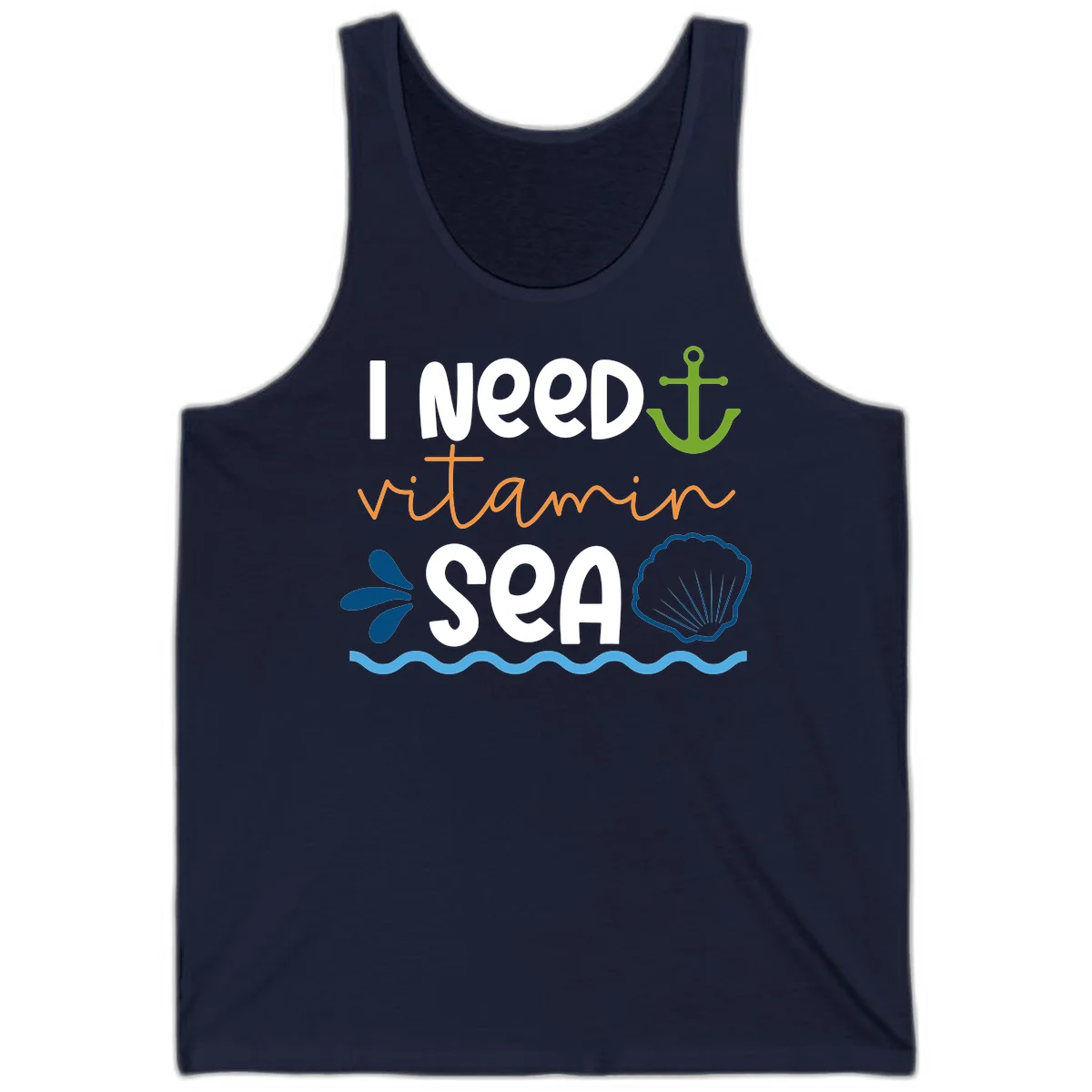 I Need Vitamin Sea Unisex Cruise Tank Top in Navy
