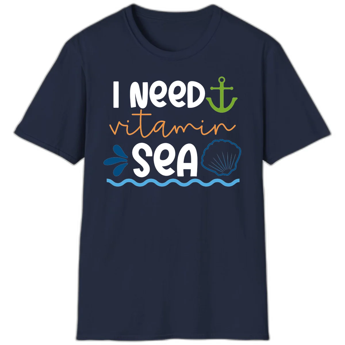 I Need Vitamin Sea Cruise Vacation T-Shirt for Ocean Lovers in Navy