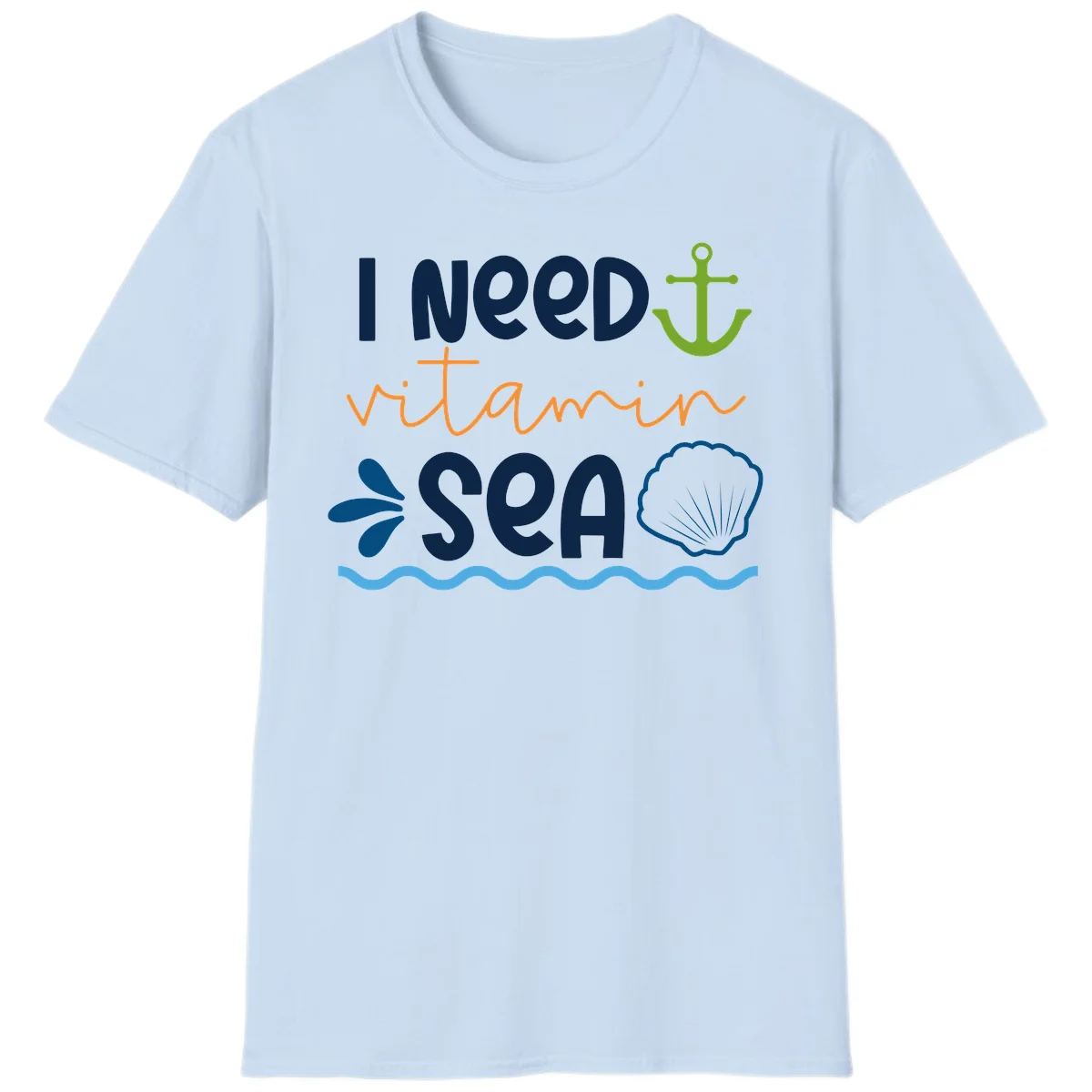 I Need Vitamin Sea Cruise Vacation T-Shirt for Ocean Lovers in Light Blue