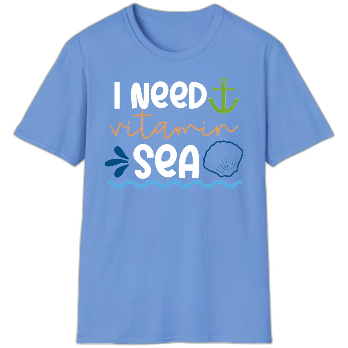 I Need Vitamin Sea Cruise Vacation T-Shirt for Ocean Lovers in Carolina Blue